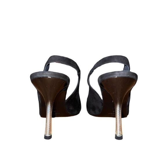 Via Spiga Uzzi Black Suede Peep Toe Slingback Womens Size 10 NEW - Picture 5 of 10
